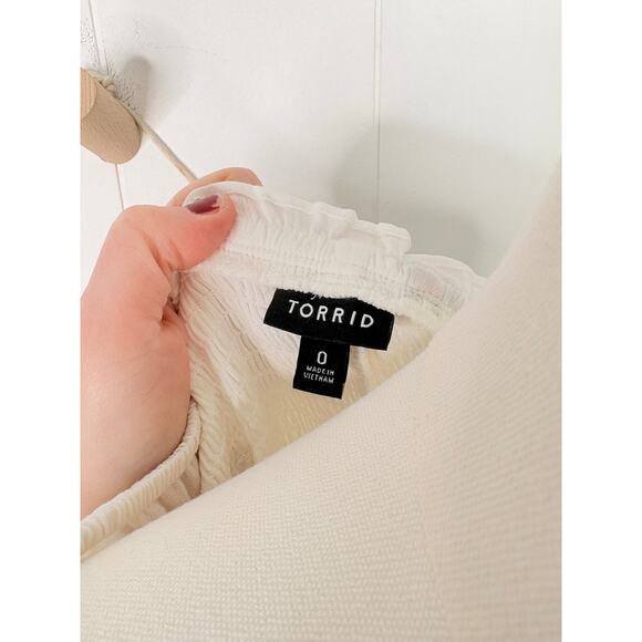 Torrid Floral Embroidered Smocked Crop Top Size Large Long Sleeve Peplum Blouse - Picture 12 of 12